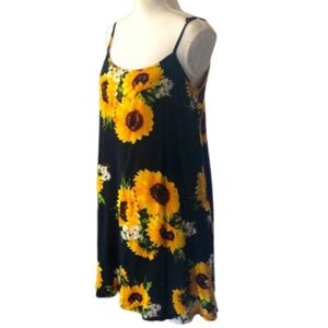 MS BASIC Black Sunflower Strappy Dress Size S